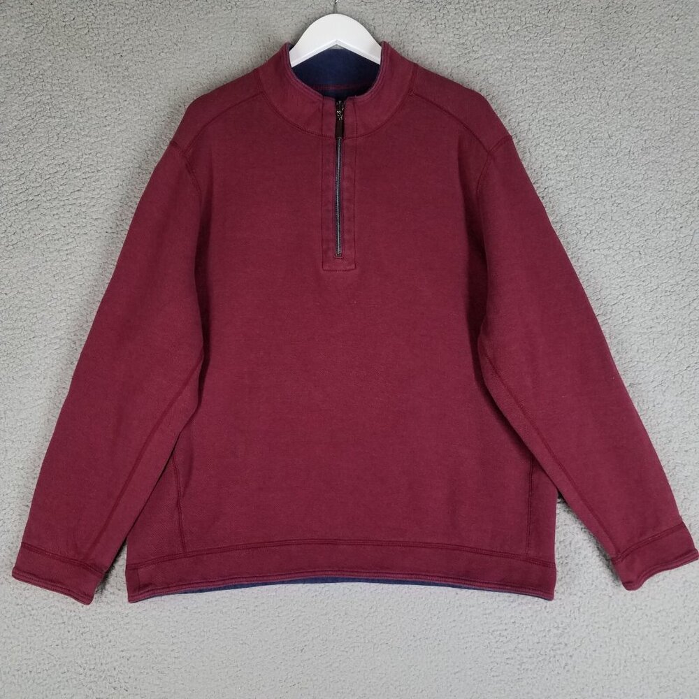 Tommy Bahama 1/4 Zip Pullover Sweater Adult XL Maroon Preppy Casual Travel Men's